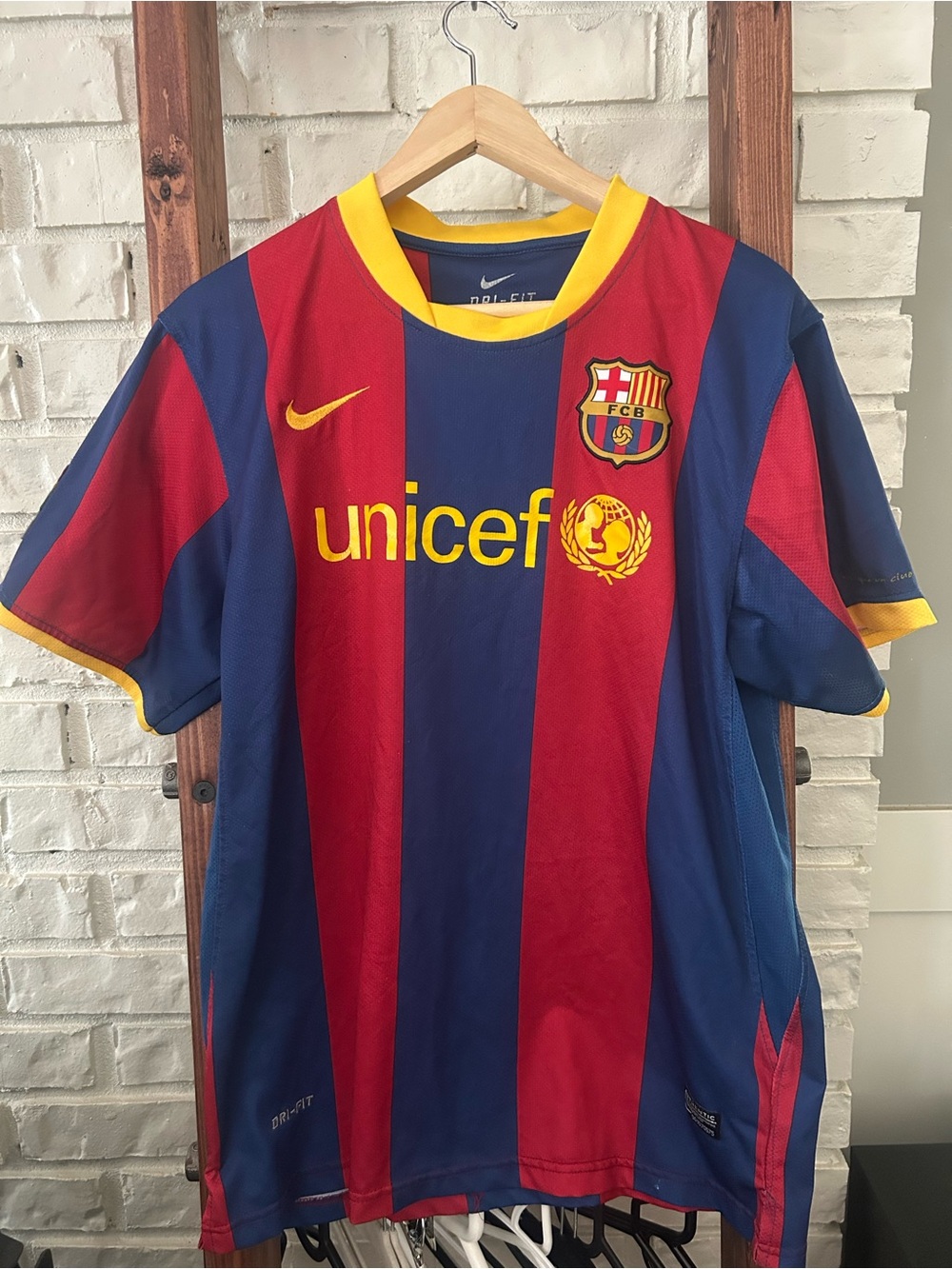 FC BARCELONA 2010/2011 HOME #7 VILLA FOOTBALL SOCCER SHIRT JERSEY NIKE L ADULT